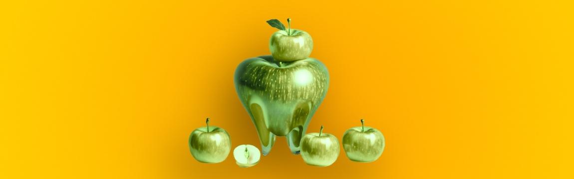 Apple-shaped Tooth to illustrate importance of Nutrition and Your Teeth.